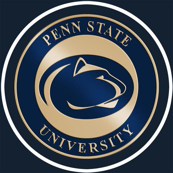 close up of gold medallion Penn State University Athletic Logo